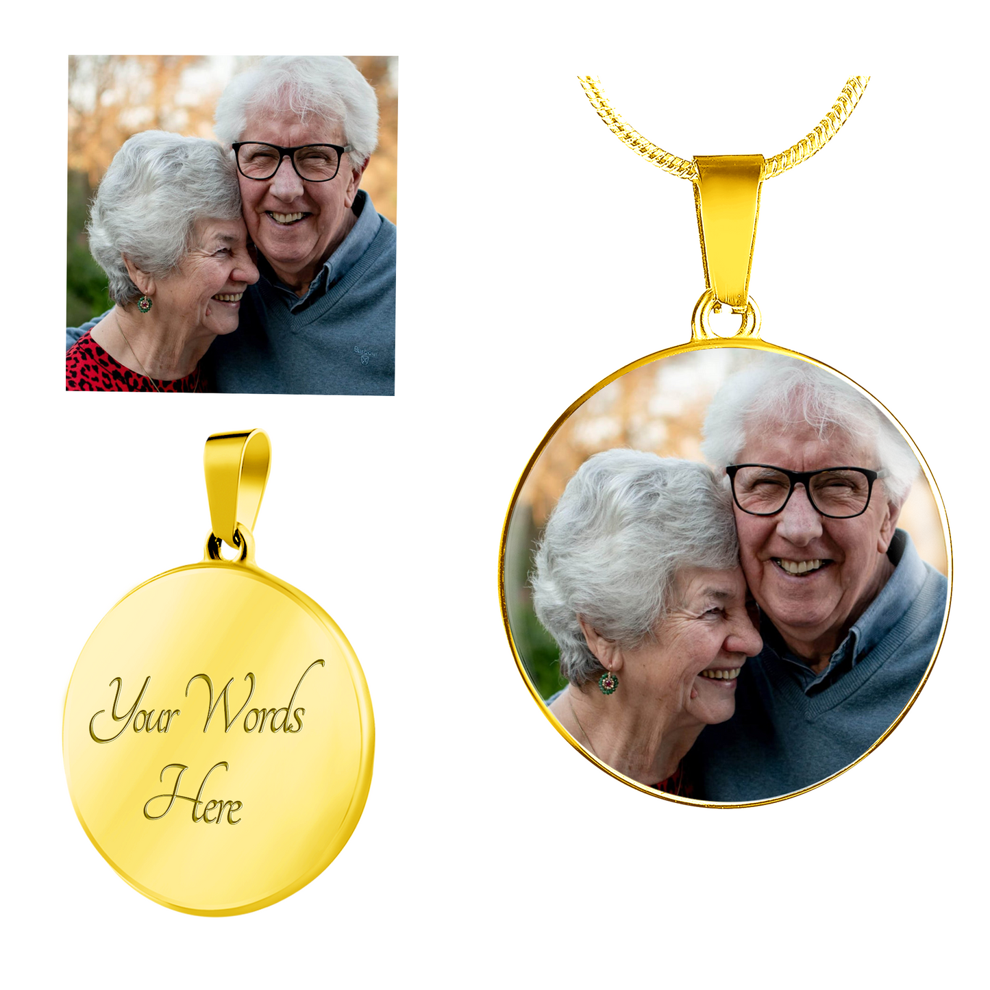 Circle Pendant Custom Photo Necklace Gift for Wife - Loss of Husband - JWshinee