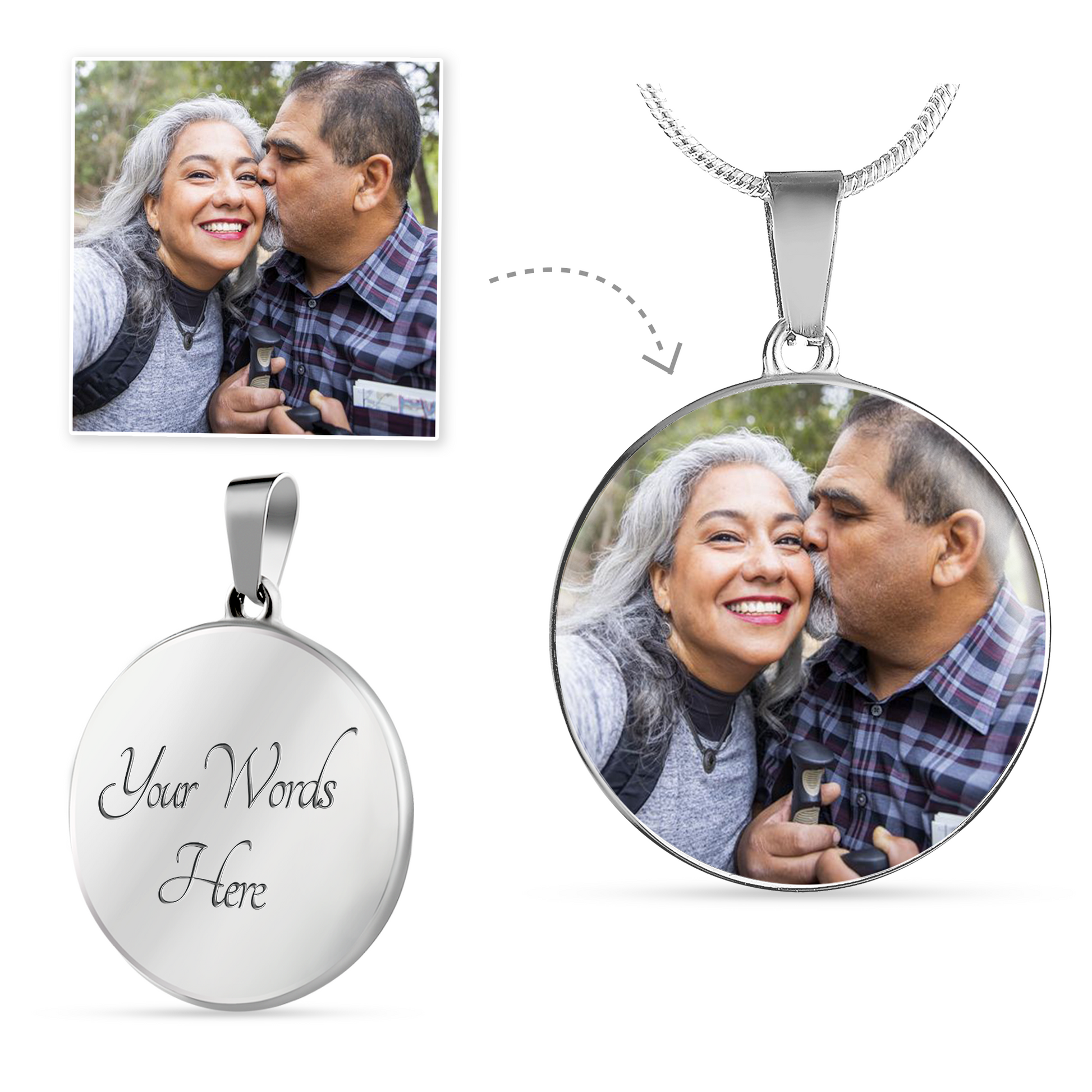 Circle Pendant Custom Photo Necklace Gift for Wife - Loss of Husband - JWshinee