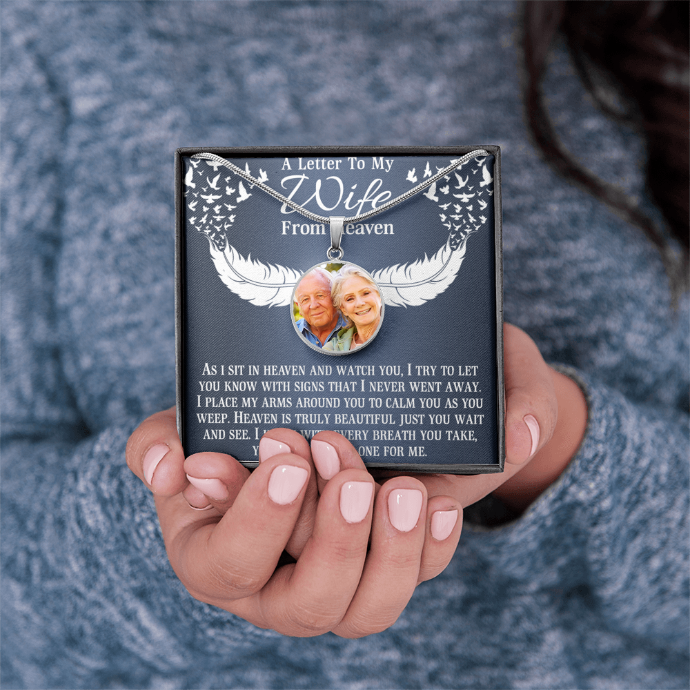 Circle Pendant Custom Photo Necklace Gift for Wife - Loss of Husband - JWshinee