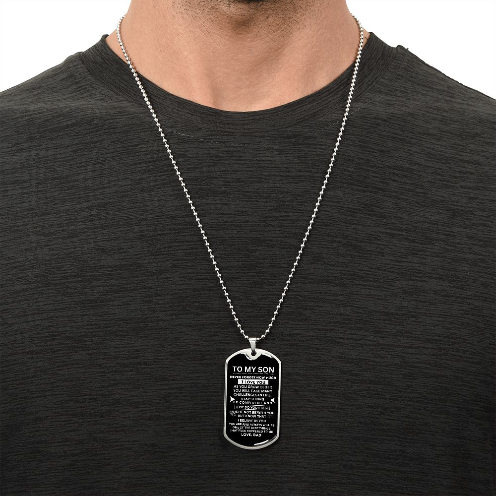 Dad's Love on Display: Personalized Dog Tag for Son - A Symbol of Affection and Appreciation