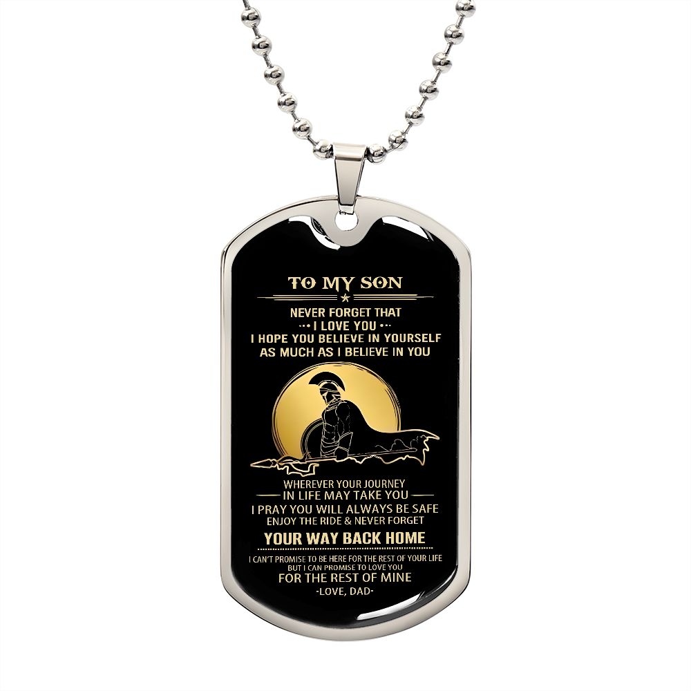 Son Dog Tag - To My Son Personalized Dog Tag Chain Necklace- Love Dad B09VG6K8JP B09VG6LMJY