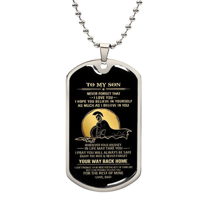 Son Dog Tag - To My Son Personalized Dog Tag Chain Necklace- Love Dad B09VG6K8JP B09VG6LMJY