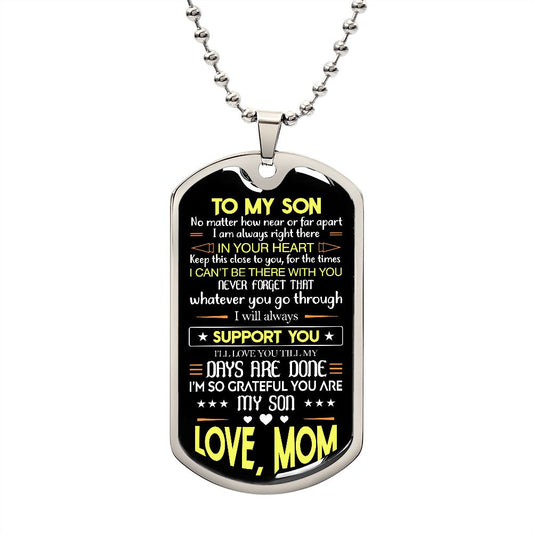 Son Dog Tag, To My Son Gift l From Mom, Mother Son Dog Tag Necklace, Gift For Son From Mama, Thanksgiving Present Son