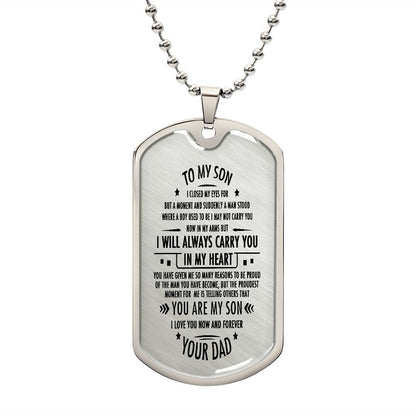 Son Dog Tag, To My Son, Engraved Dog Tag Necklace ,Meaningful Gift, Inspirational Words For Father Son Gift 02