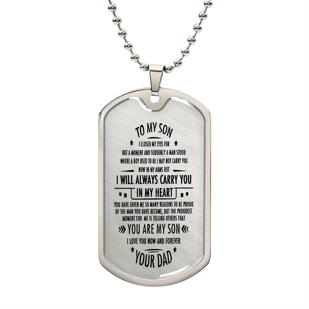 Son Dog Tag, To My Son, Engraved Dog Tag Necklace ,Meaningful Gift, Inspirational Words For Father Son Gift 02
