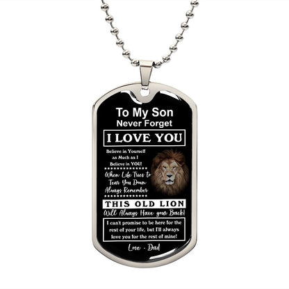 To My Son From This Old Lion, Dog Tag Necklace, Gift for Sons, Remembrance from DAD JWSDT181103