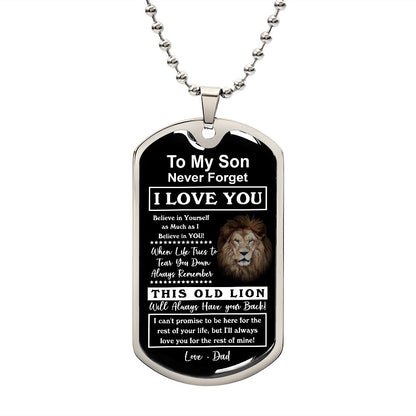 To My Son From This Old Lion, Dog Tag Necklace JWSDT181103 B0BMVHMVRW