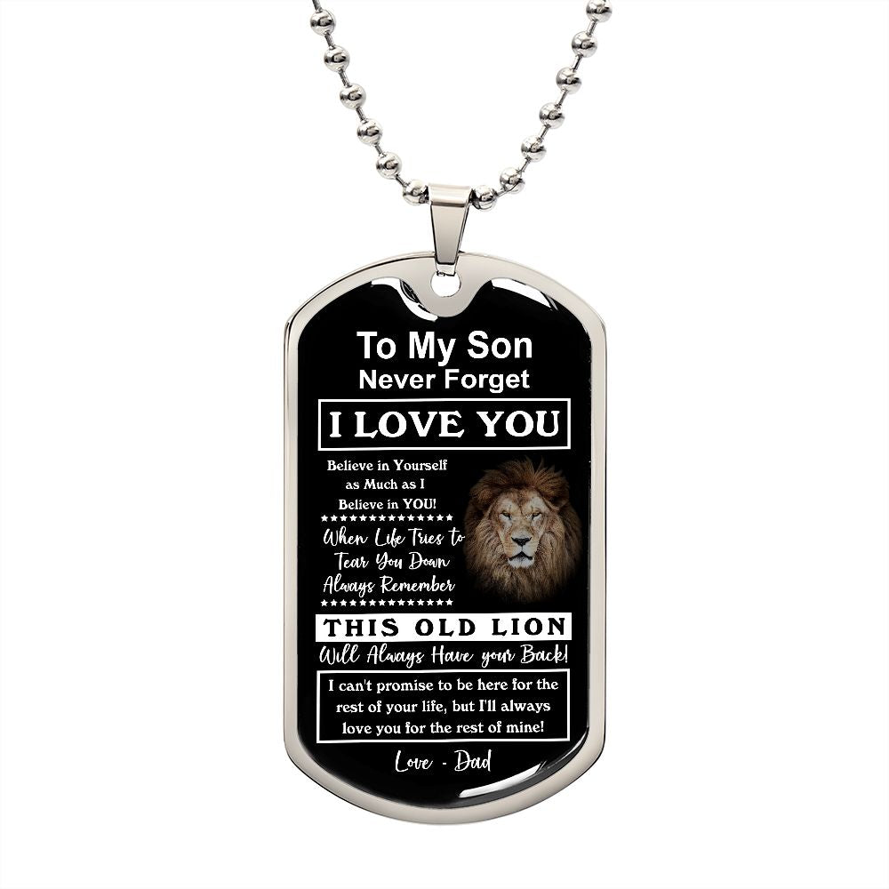 To My Son From This Old Lion, Dog Tag Necklace JWSDT181103 B0BMVHMVRW