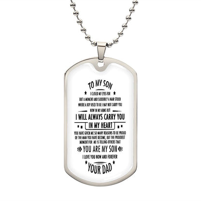 Son Dog Tag, To My Son, Engraved Dog Tag Necklace ,Meaningful Gift, Inspirational Words For Father Son Gift