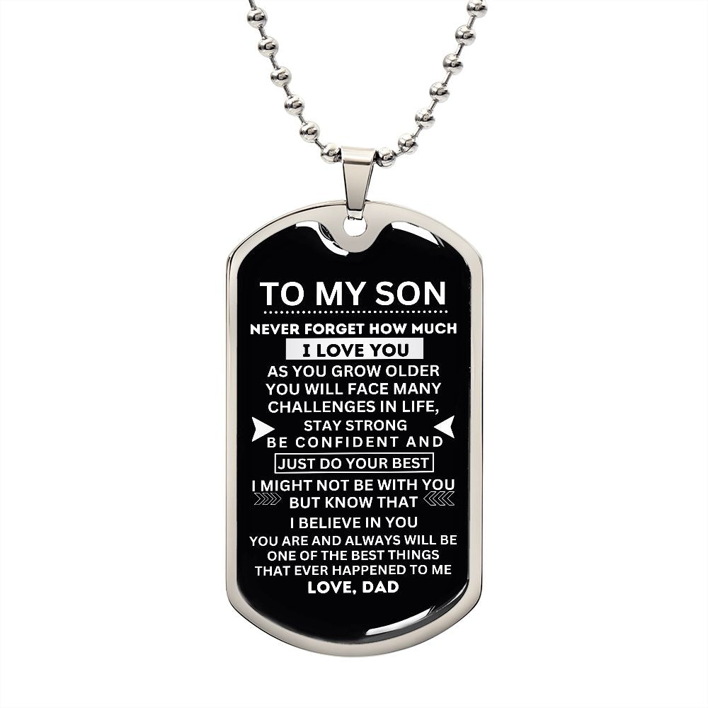 Dad's Love on Display: Personalized Dog Tag for Son - A Symbol of Affection and Appreciation