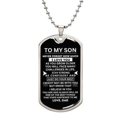 Dad's Love on Display: Personalized Dog Tag for Son - A Symbol of Affection and Appreciation