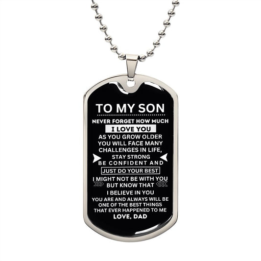 Dad's Love on Display: Personalized Dog Tag for Son - A Symbol of Affection and Appreciation