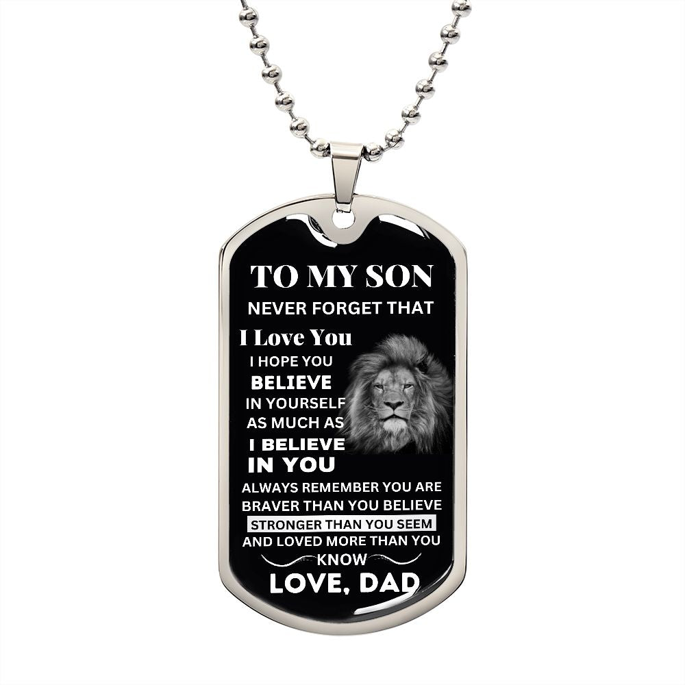 Meaningful Father-Son Gift: Personalized Dog Tag for Son with Customized Message from Dad