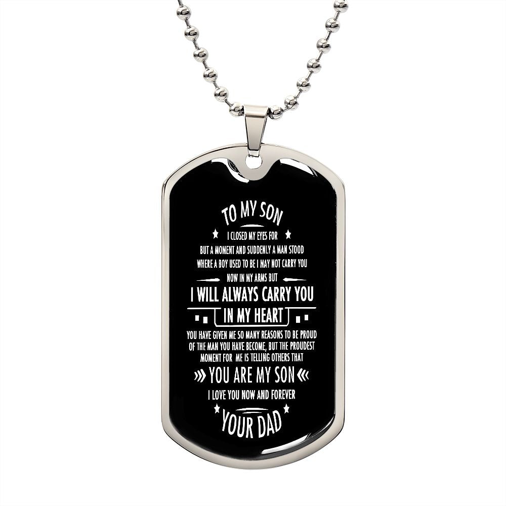 Son Dog Tag, To My Son, Engraved Dog Tag Necklace ,Meaningful Gift, Inspirational Words For Father Son Gift CLG95073