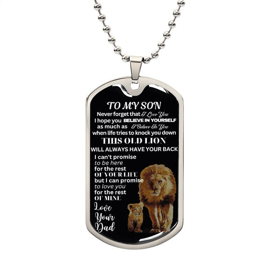 Personalized Dog Tag for Son from Dad - Engraved Stainless Steel Gift for Birthday or Special Occasion