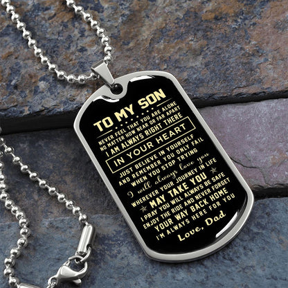 Son Dog Tag - To My Son I Am Always Right There In Your Heart B09VG74FLR