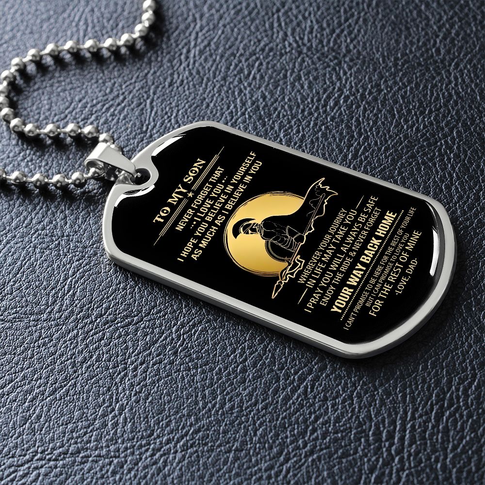 Son Dog Tag - To My Son Personalized Dog Tag Chain Necklace- Love Dad B09VG6K8JP B09VG6LMJY