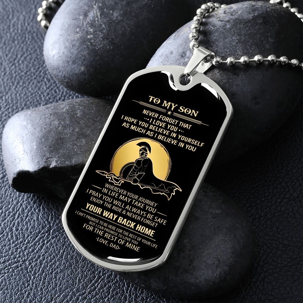Son Dog Tag - To My Son Personalized Dog Tag Chain Necklace- Love Dad B09VG6K8JP B09VG6LMJY