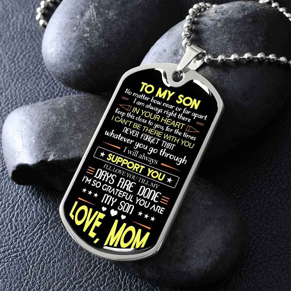 Son Dog Tag, To My Son Gift l From Mom, Mother Son Dog Tag Necklace, Gift For Son From Mama, Thanksgiving Present Son