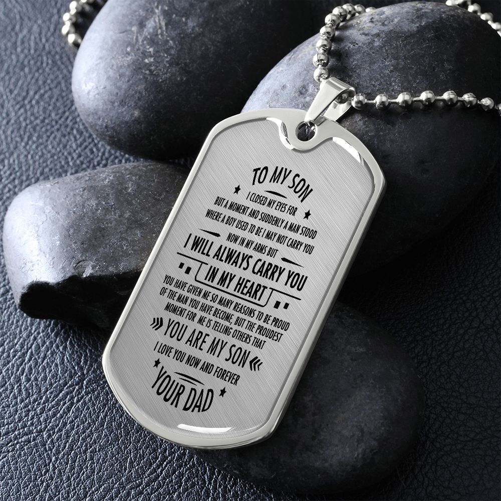 Son Dog Tag, To My Son, Engraved Dog Tag Necklace ,Meaningful Gift, Inspirational Words For Father Son Gift 02