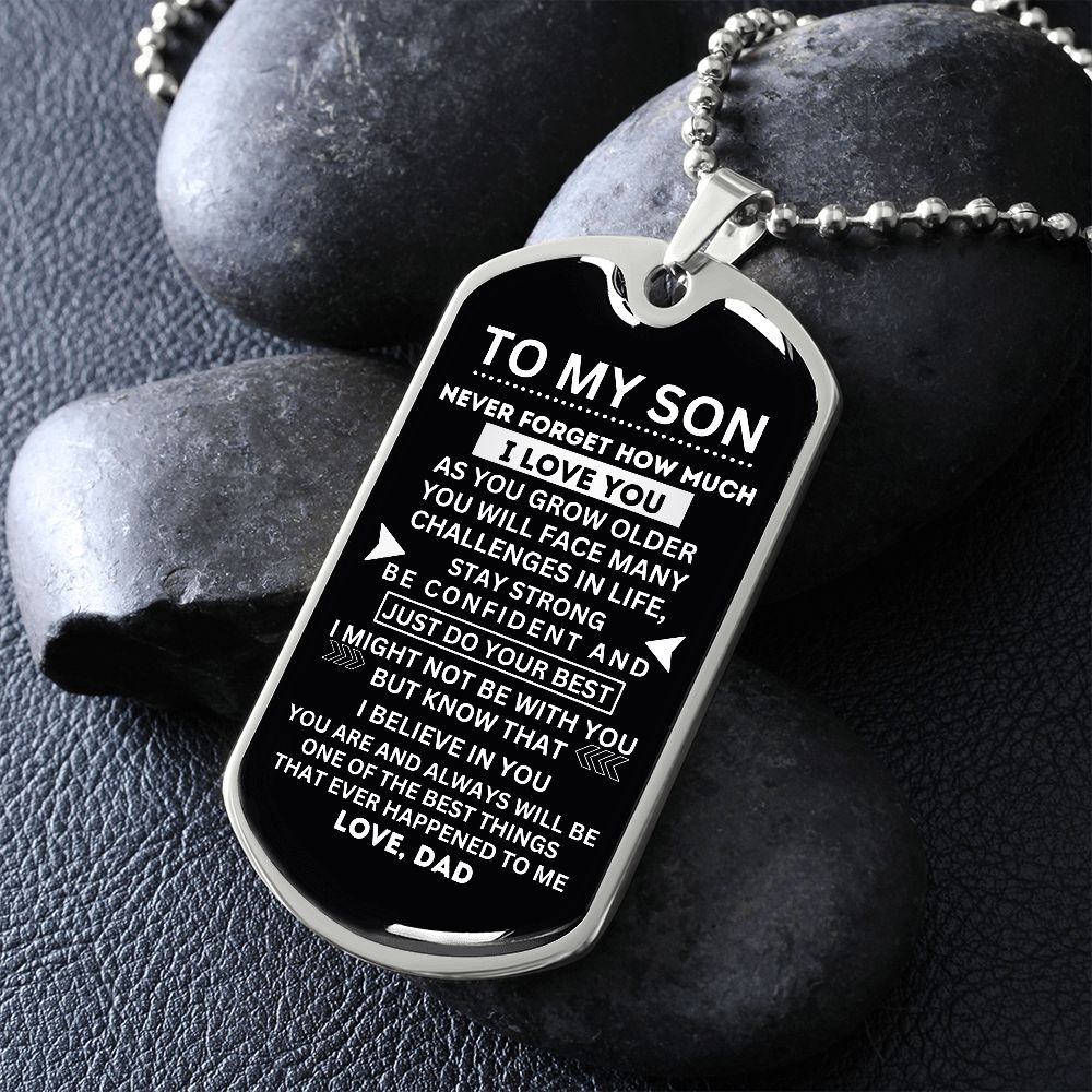 Dad's Love on Display: Personalized Dog Tag for Son - A Symbol of Affection and Appreciation