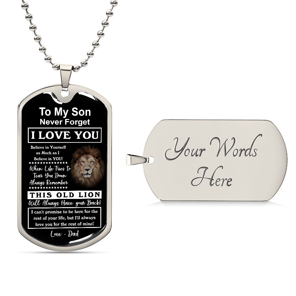 To My Son From This Old Lion, Dog Tag Necklace JWSDT181103 B0BMVHMVRW