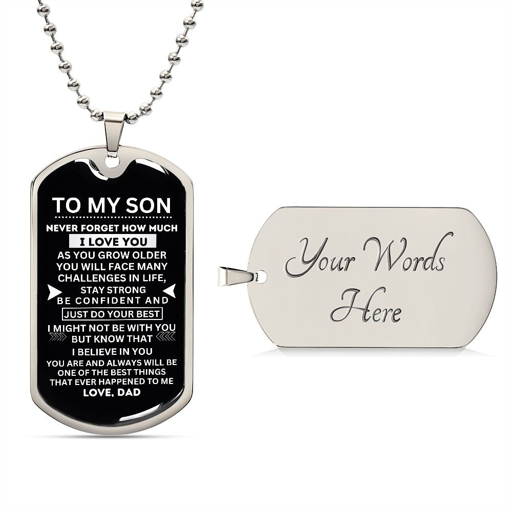 Dad's Love on Display: Personalized Dog Tag for Son - A Symbol of Affection and Appreciation