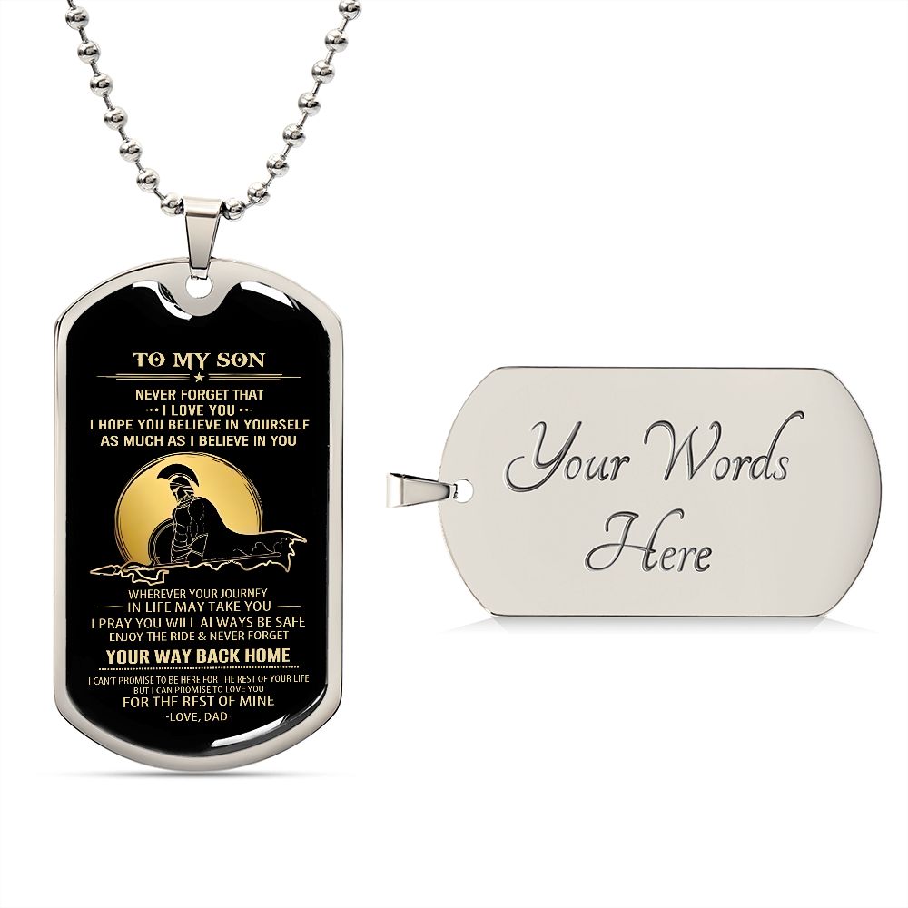 Son Dog Tag - To My Son Personalized Dog Tag Chain Necklace- Love Dad B09VG6K8JP B09VG6LMJY