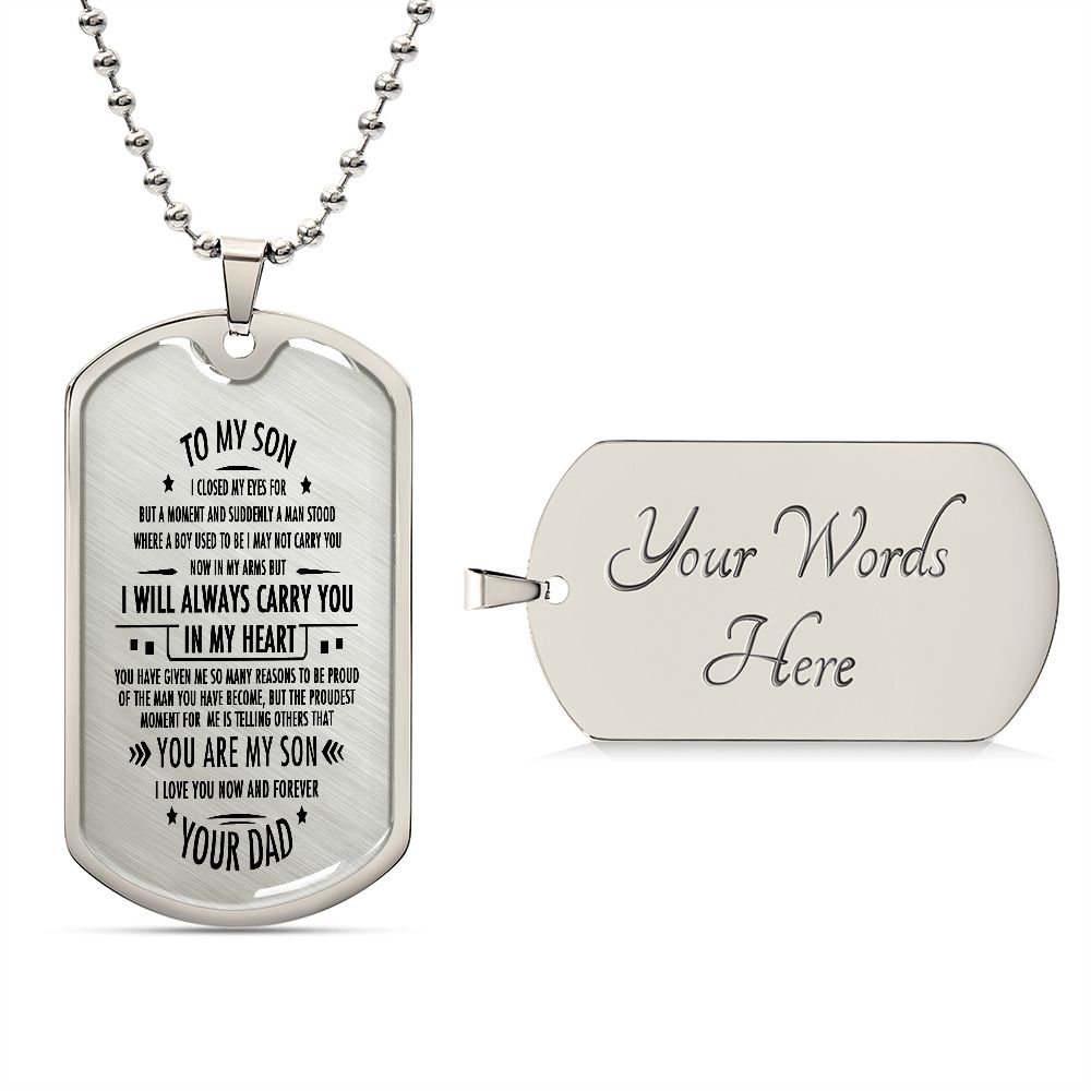 Son Dog Tag, To My Son, Engraved Dog Tag Necklace ,Meaningful Gift, Inspirational Words For Father Son Gift 02