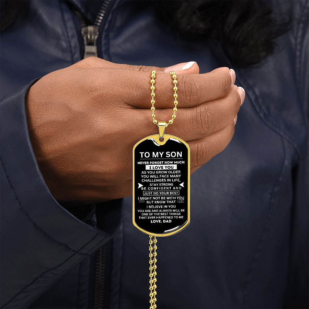 Dad's Love on Display: Personalized Dog Tag for Son - A Symbol of Affection and Appreciation