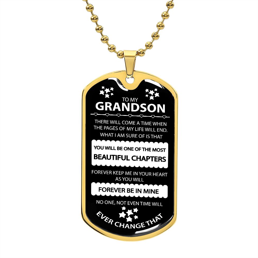 Grandson Dog Tag, Gift For Grandson, Inspirational Dog Tag Necklace, Custom Military Men's Dog Tag