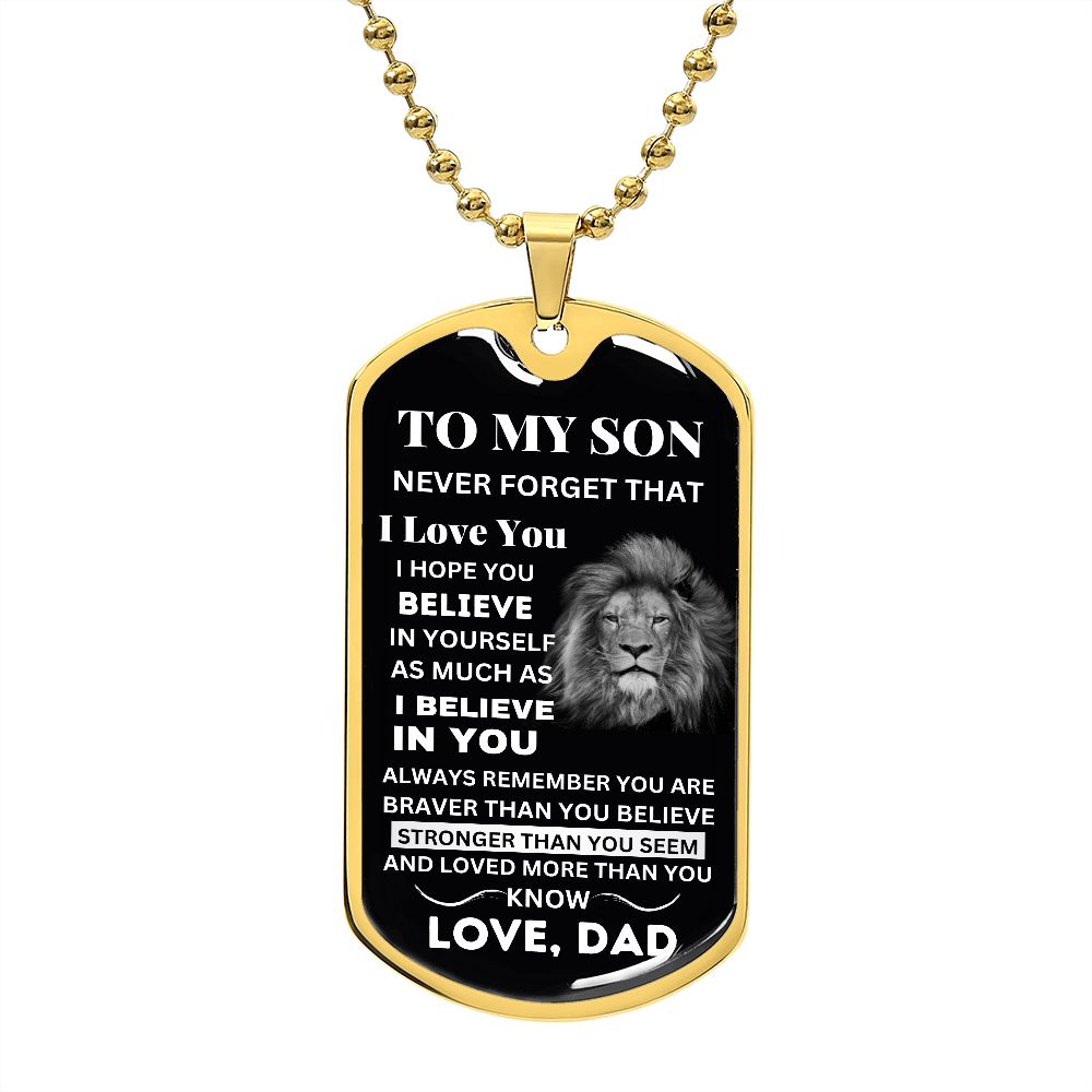 Meaningful Father-Son Gift: Personalized Dog Tag for Son with Customized Message from Dad