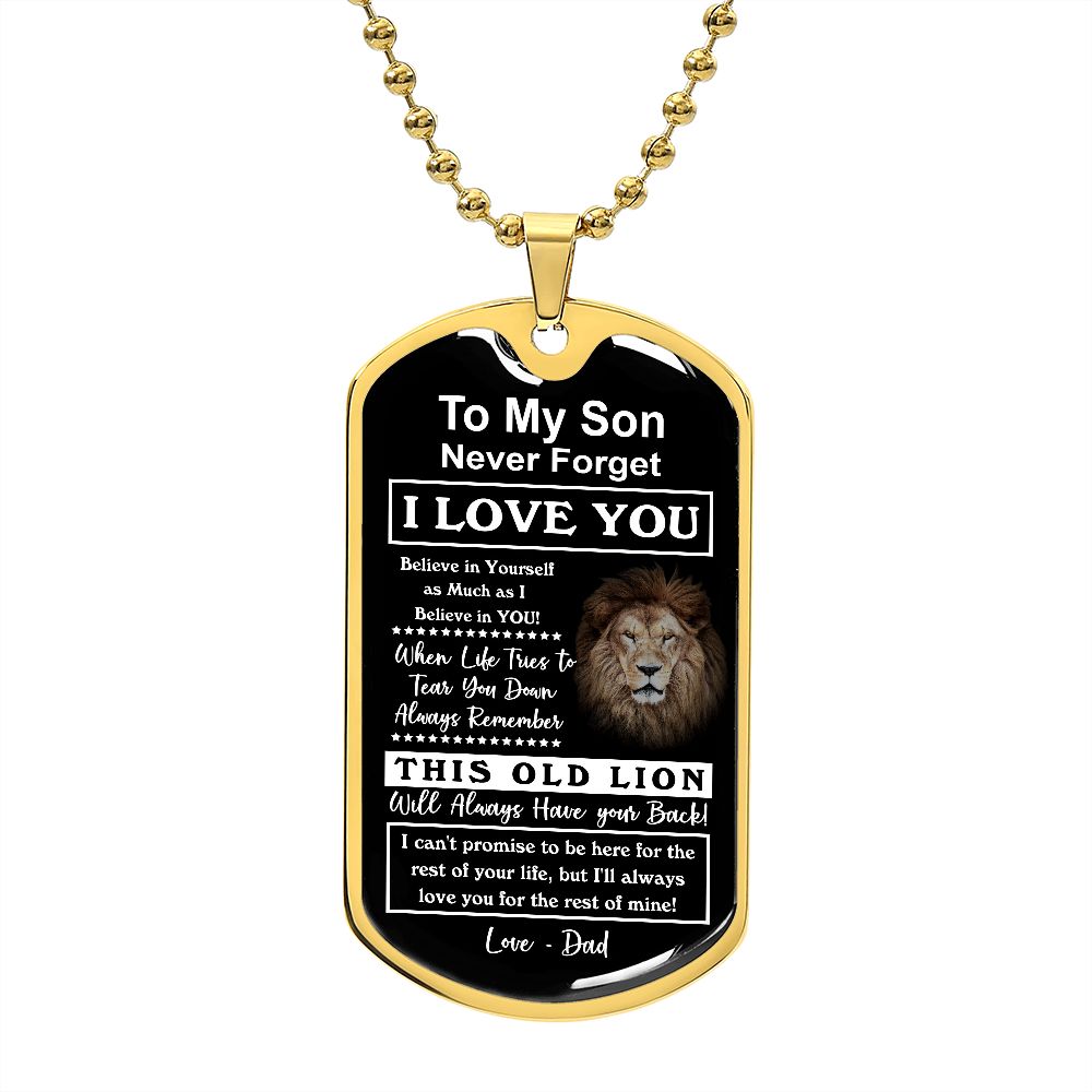 To My Son From This Old Lion, Dog Tag Necklace JWSDT181103 B0BMVHMVRW