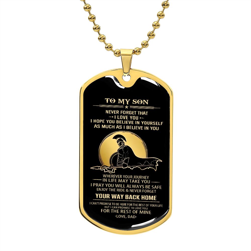 Son Dog Tag - To My Son Personalized Dog Tag Chain Necklace- Love Dad B09VG6K8JP B09VG6LMJY