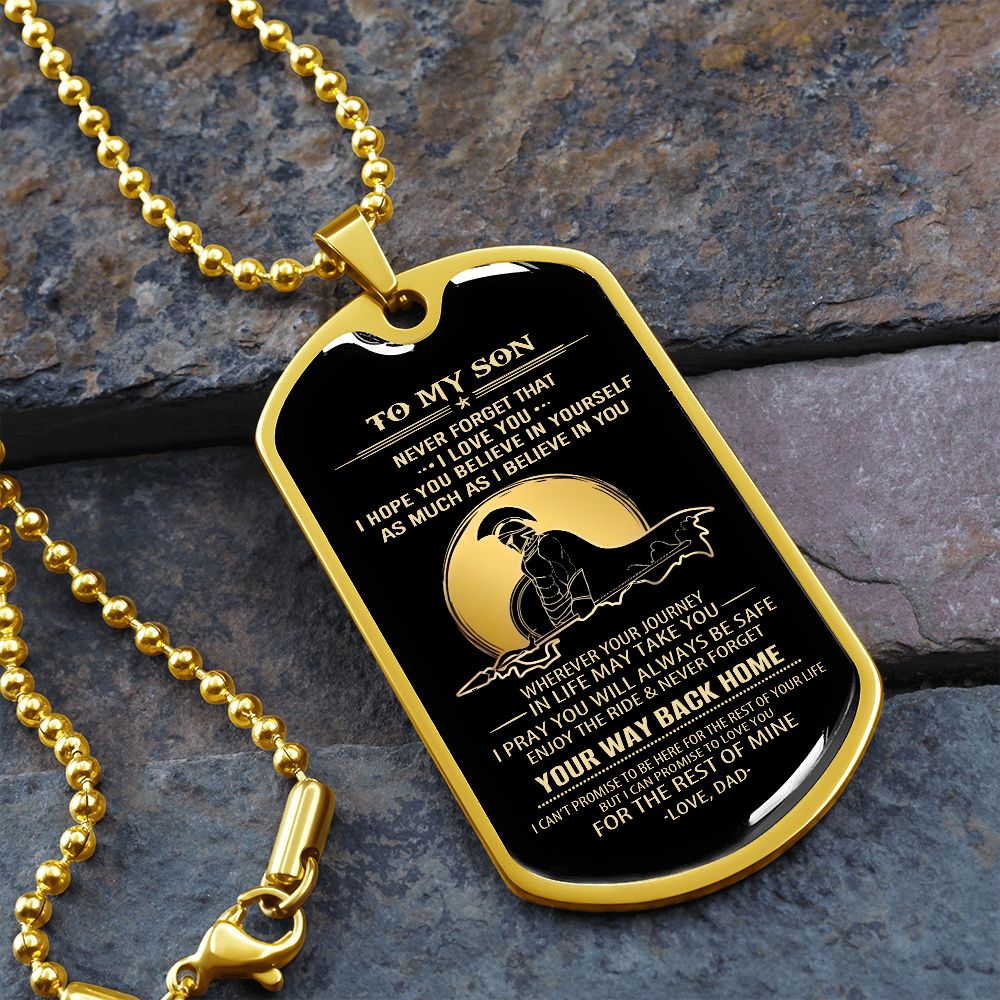 Son Dog Tag - To My Son Personalized Dog Tag Chain Necklace- Love Dad B09VG6K8JP B09VG6LMJY