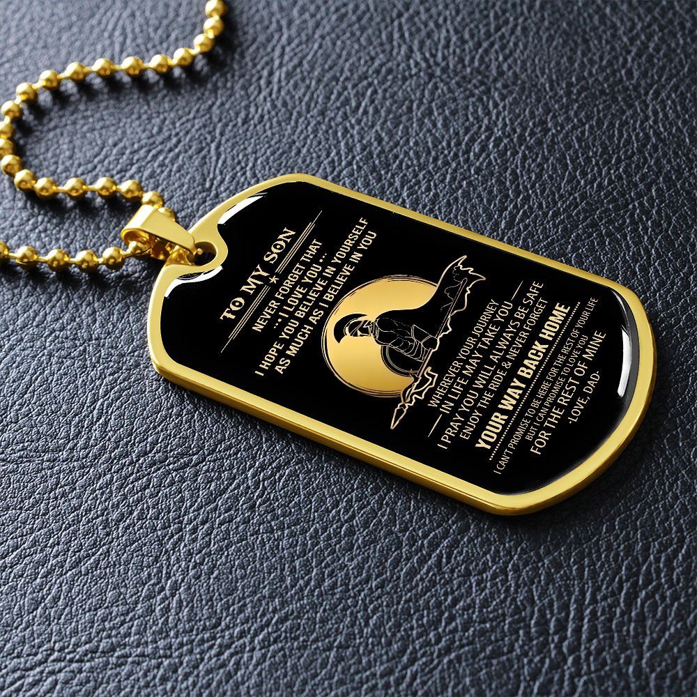 Son Dog Tag - To My Son Personalized Dog Tag Chain Necklace- Love Dad B09VG6K8JP B09VG6LMJY