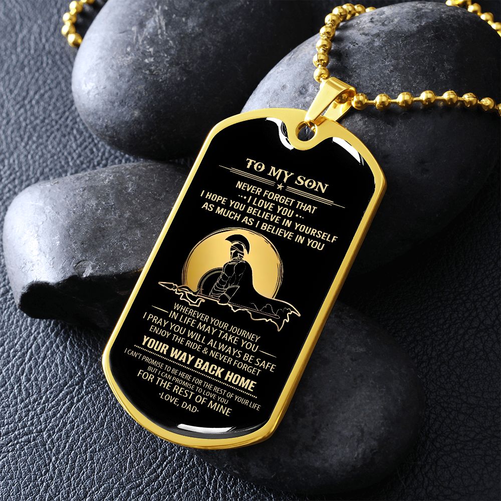 Son Dog Tag - To My Son Personalized Dog Tag Chain Necklace- Love Dad B09VG6K8JP B09VG6LMJY