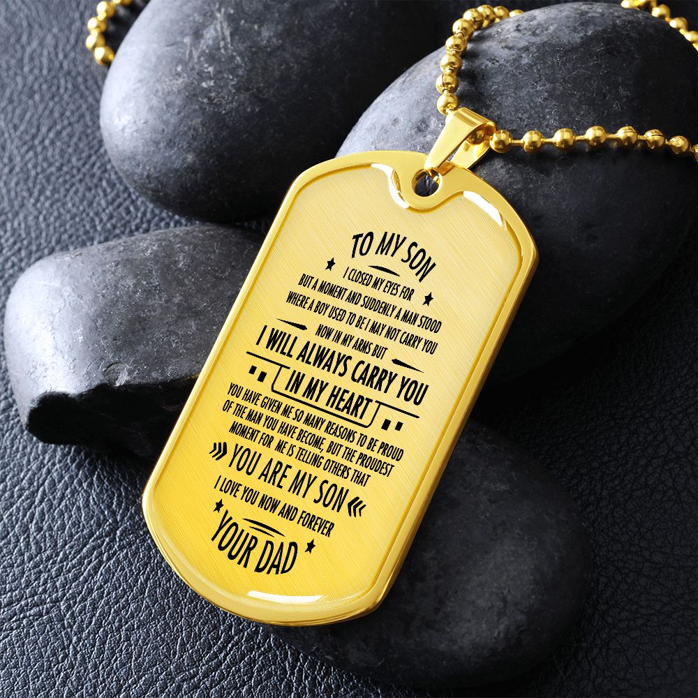 Son Dog Tag, To My Son, Engraved Dog Tag Necklace ,Meaningful Gift, Inspirational Words For Father Son Gift 02