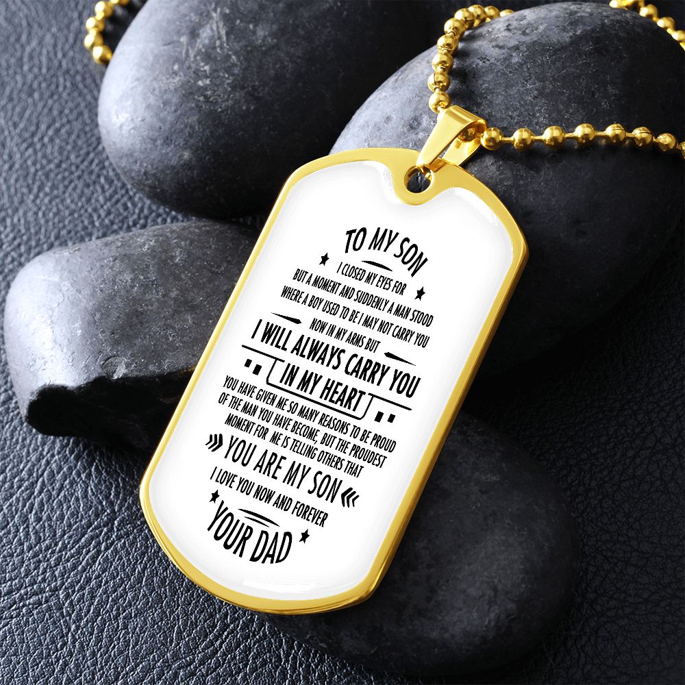 Son Dog Tag, To My Son, Engraved Dog Tag Necklace ,Meaningful Gift, Inspirational Words For Father Son Gift