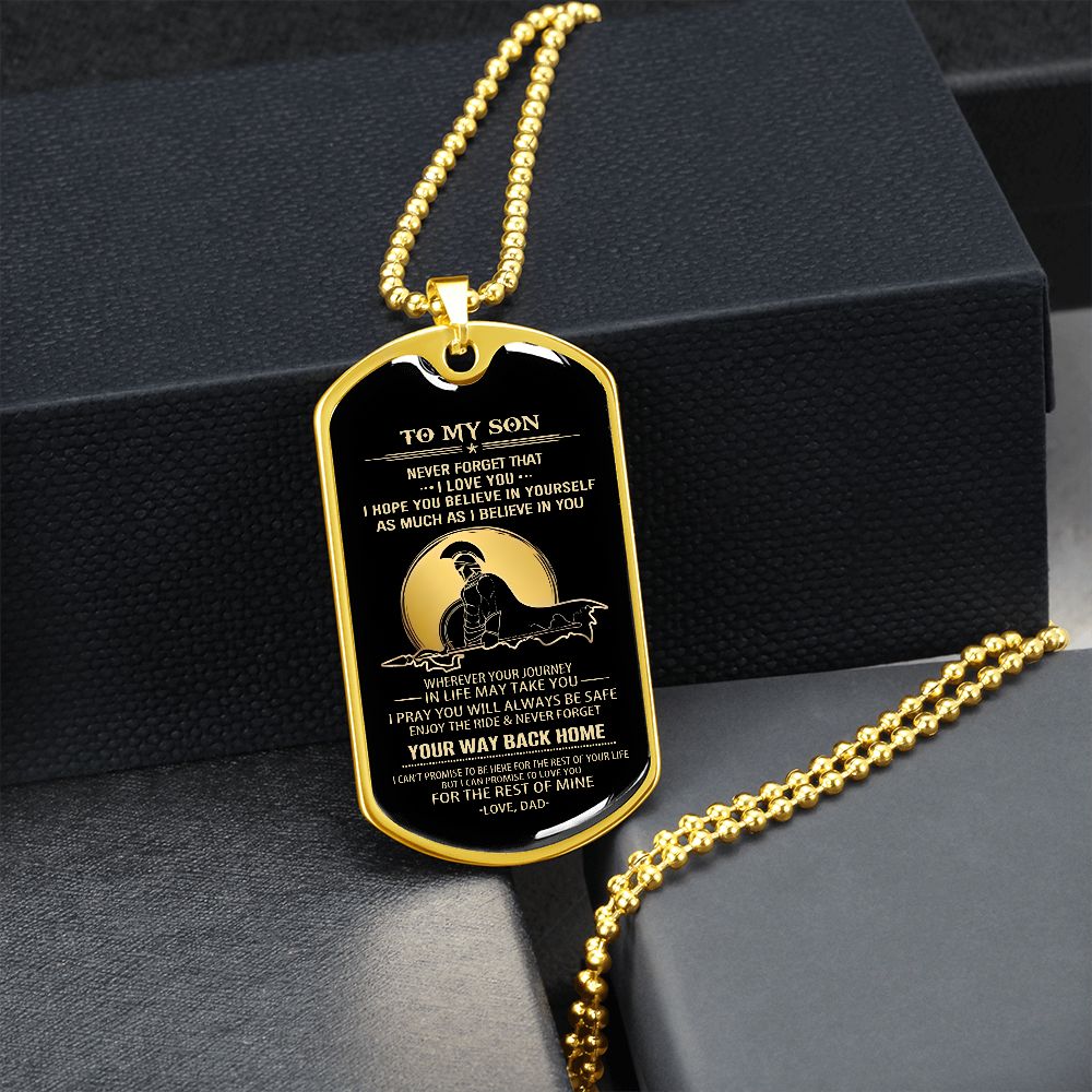 Son Dog Tag - To My Son Personalized Dog Tag Chain Necklace- Love Dad B09VG6K8JP B09VG6LMJY