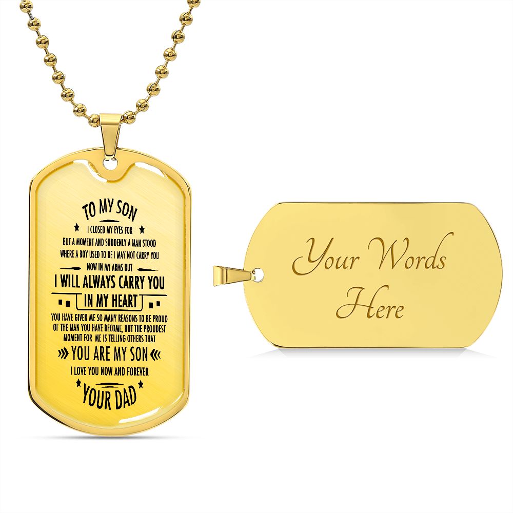 Son Dog Tag, To My Son, Engraved Dog Tag Necklace ,Meaningful Gift, Inspirational Words For Father Son Gift 02