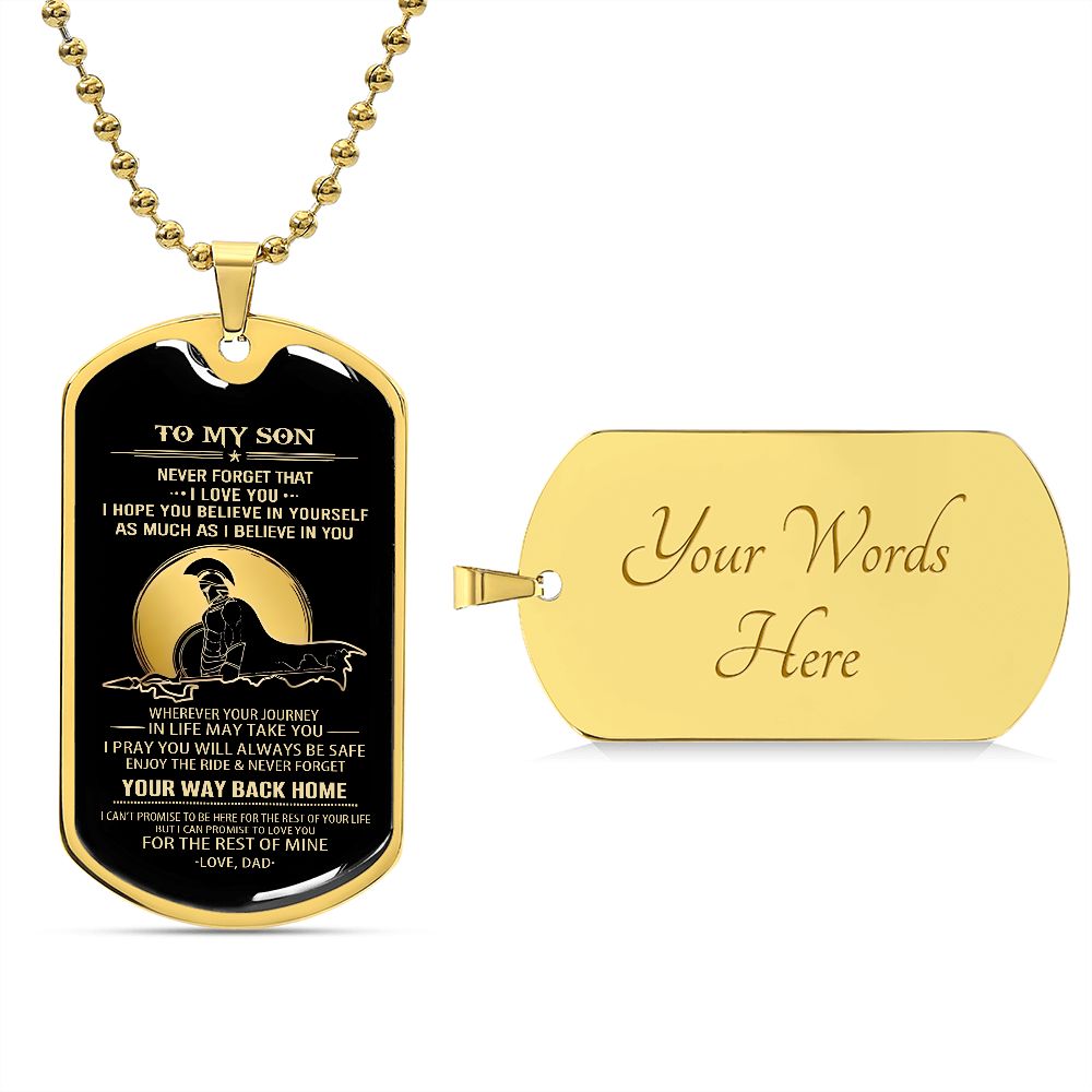 Son Dog Tag - To My Son Personalized Dog Tag Chain Necklace- Love Dad B09VG6K8JP B09VG6LMJY