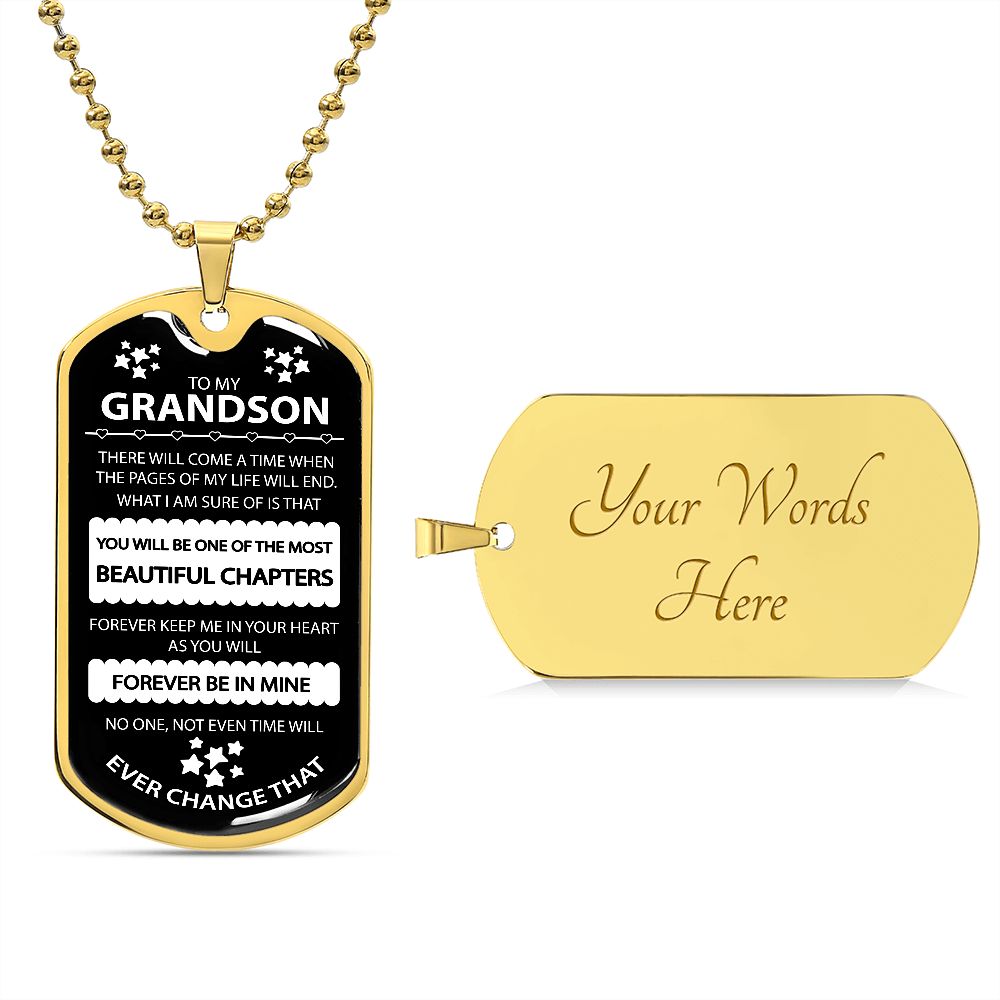 Grandson Dog Tag, Gift For Grandson, Inspirational Dog Tag Necklace, Custom Military Men's Dog Tag