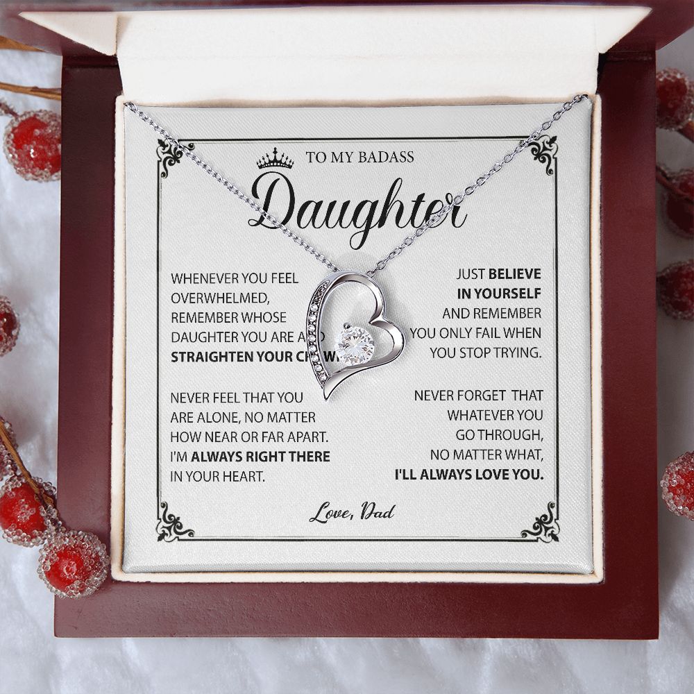 To My Badass Daughter Necklace, Birthday Gift For Daughter From Dad, Anniversary SNJW071202