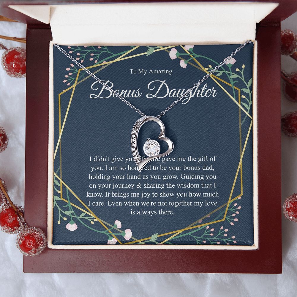 Heart, Step Daughter Gift, Bonus Daughter Gift From Stepdad, Bonus Daughter Necklace, Stepdaughter Birthday, Adopted Child