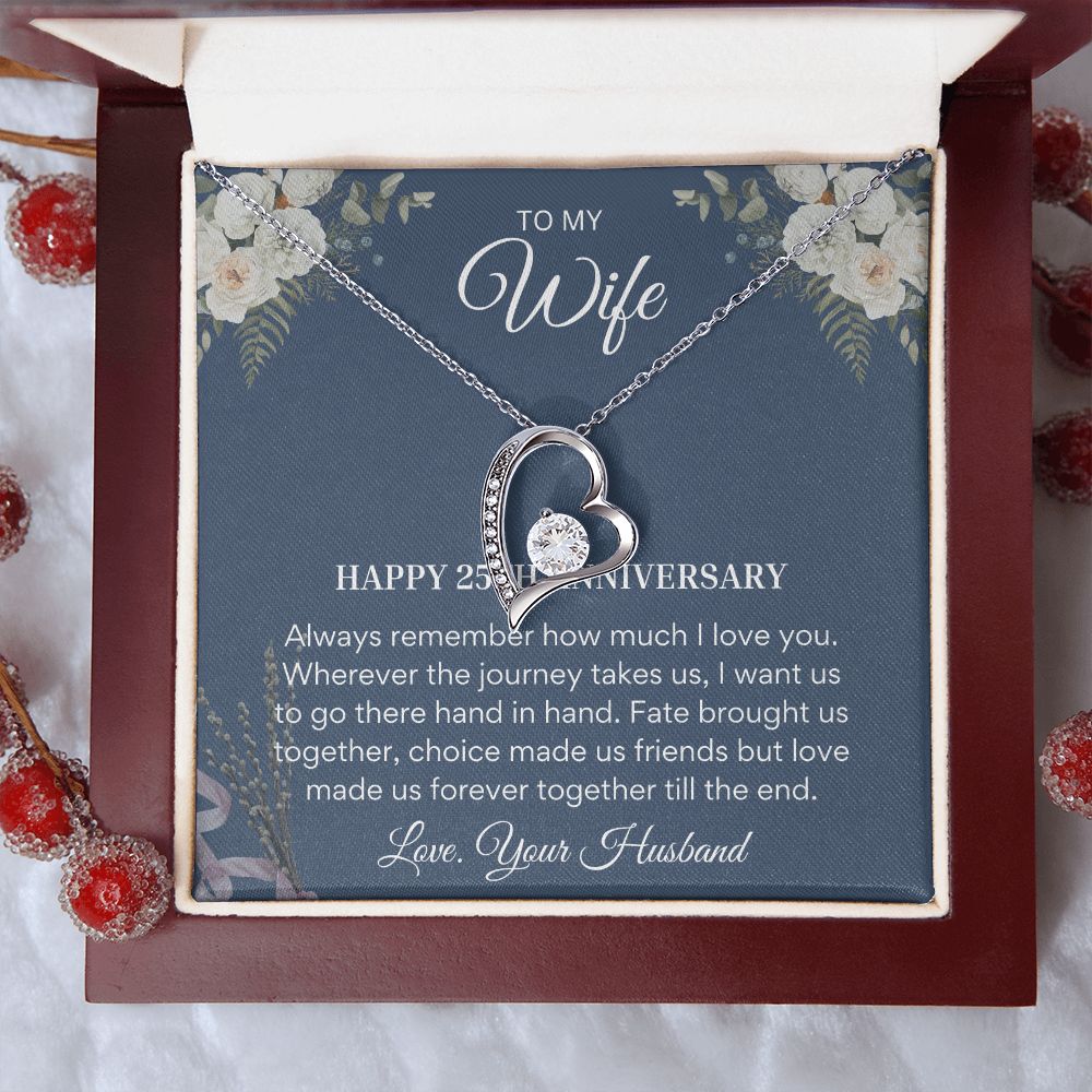 25th Anniversary for Wife - Milestone gifts for her, 25 Year Wedding Anniversary Necklace, Wedding Anniversary Jewelry SNJW23-010301