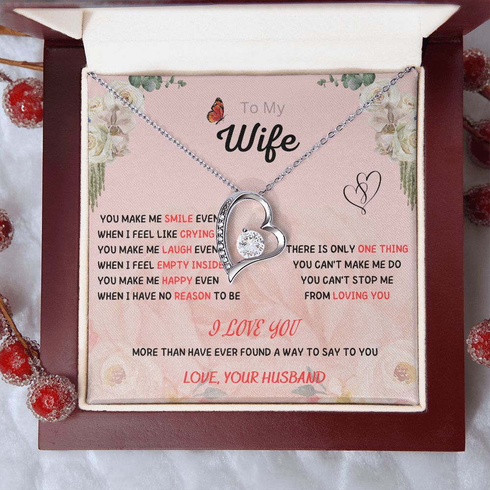 Forever and Always - To My Beautiful Wife Necklace with Heart Pendant and Romantic Message for Special Occasions 200205