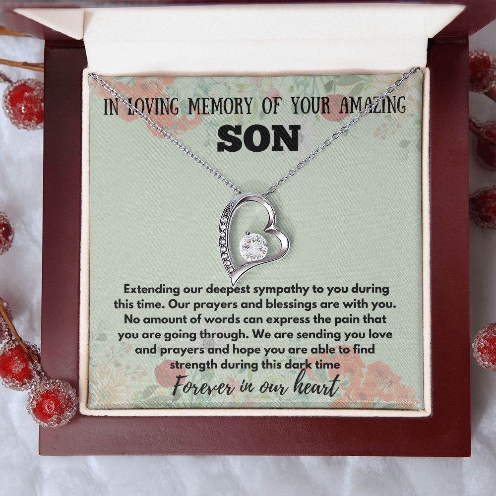 "Personalized Memorial Necklace for Loss of Son - Keep His Memory Close with this Beautiful and Thoughtful Sympathy Gift"