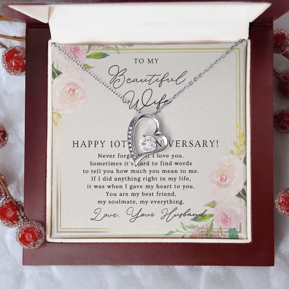 10th Anniversary Necklace Gift For Wife – 10 Years Wedding Jewelry Gift For Her – 10th Wedding Anniversary Wife Gift B0B727NR3J