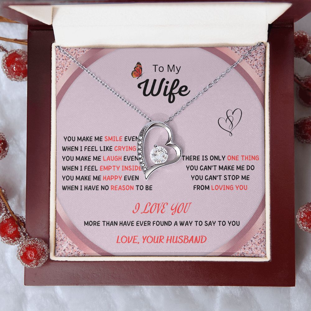 To My Beautiful Wife Necklace, Gift for Wife, Heart Pendant with Romantic Message 200201